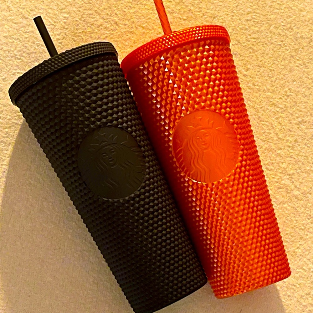 🎃NEW HALLOWEEN SET STARBUCKS 2022 Orange Bling & 2020 Black Venti Tumblers, NWT